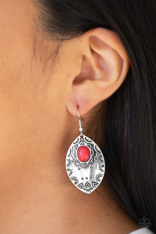 Mountain Montage - Red - Paparazzi Earring Image