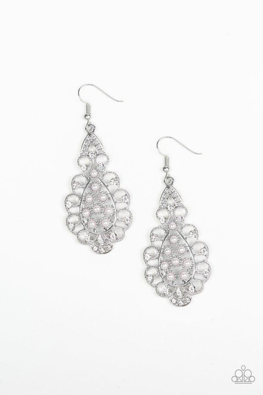 Paparazzi Earring ~ Sprinkle On The Sparkle - White