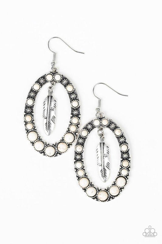Paparazzi Earring ~ Put Up A FLIGHT - White
