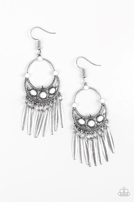 Paparazzi Earring ~ Cry Me A RIVIERA - White