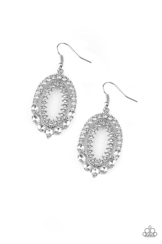 Paparazzi Earring ~ Trophy Shimmer - White