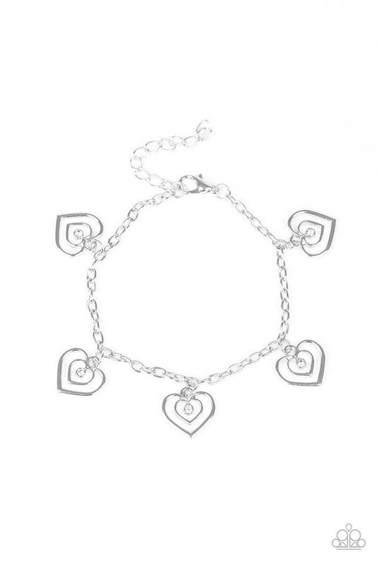 Paparazzi Bracelet ~ Unbreakable Hearts - White