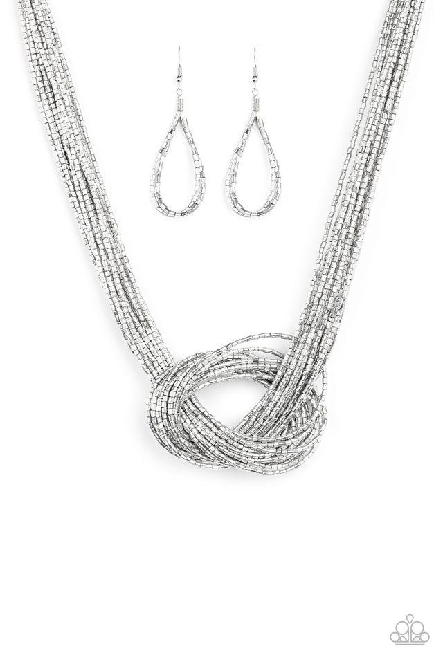Knotted Knockout - Silver - Paparazzi Necklace Image