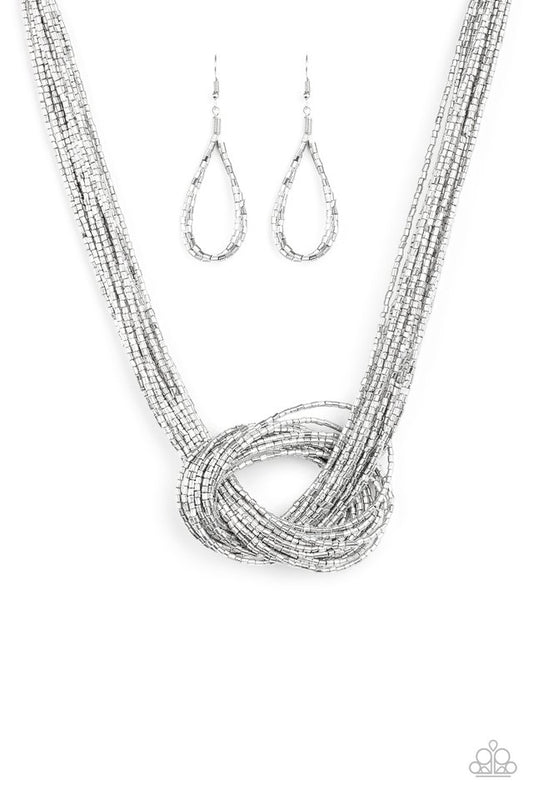 Knotted Knockout - Silver - Paparazzi Necklace Image