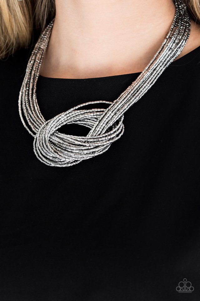 Knotted Knockout - Silver - Paparazzi Necklace Image