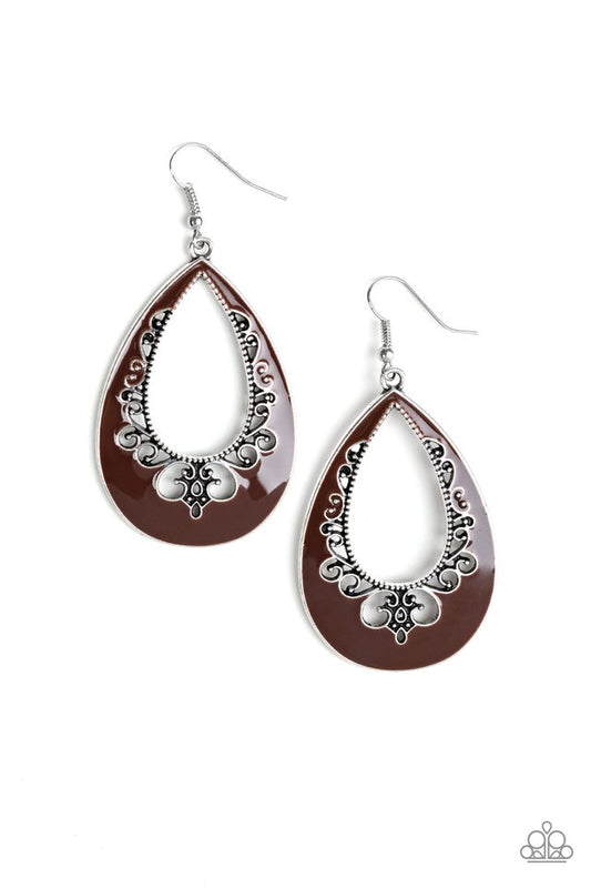 Compliments To The CHIC - Brown - Paparazzi Earring Image
