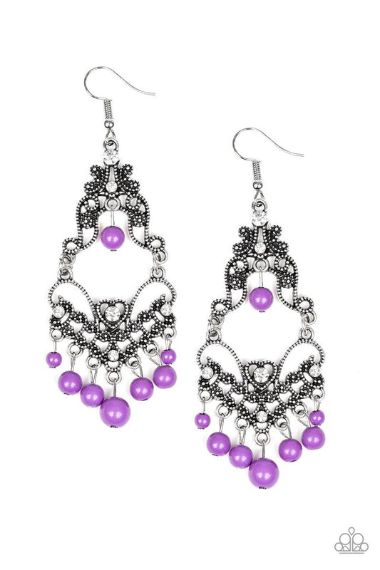 Colorfully Cabaret - Purple - Paparazzi Earring Image