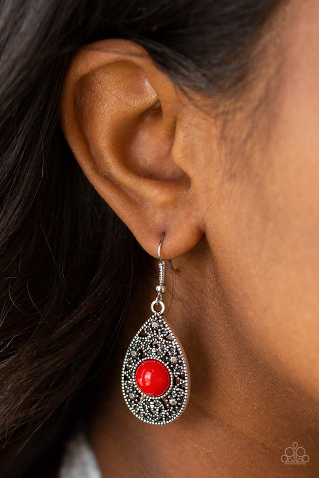 From POP To Bottom - Red - Paparazzi Earring Image