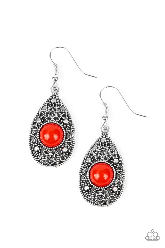 From POP To Bottom - Red - Paparazzi Earring Image
