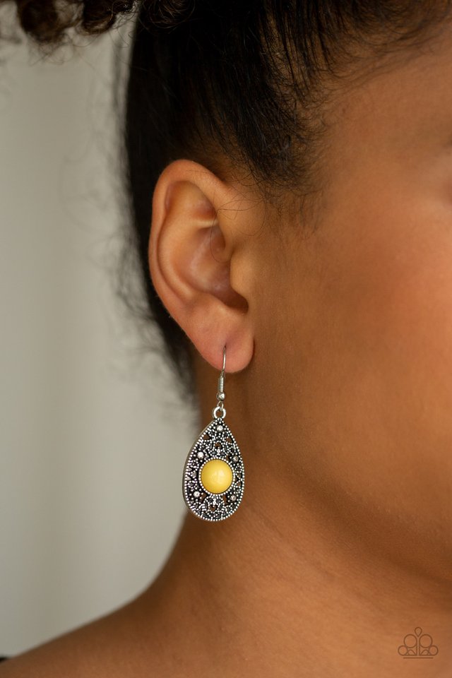 From POP To Bottom - Yellow - Paparazzi Earring Image
