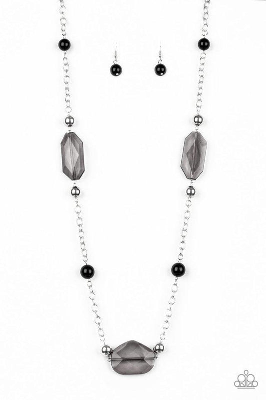 Paparazzi Necklace ~ Crystal Charm - Black