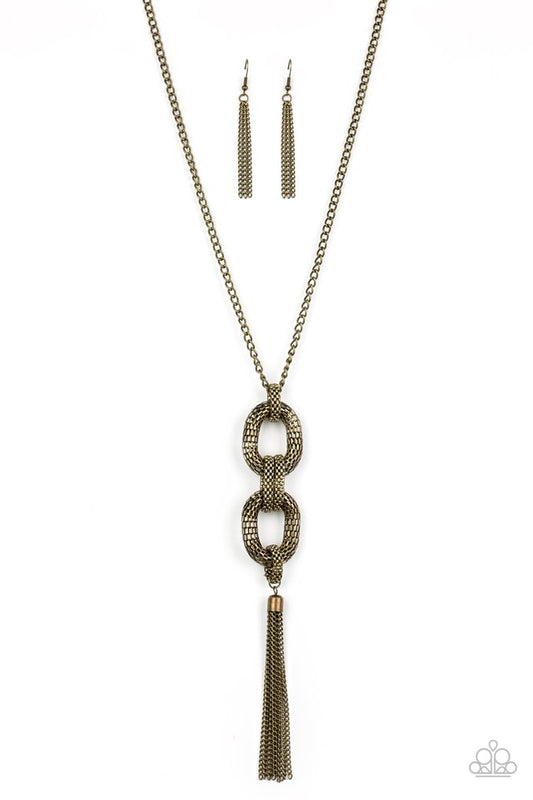 Enmeshed in Mesh - Brass - Paparazzi Necklace Image