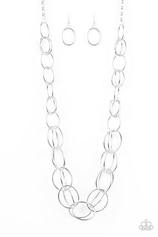 Paparazzi Necklace ~ Elegantly Ensnared - Silver