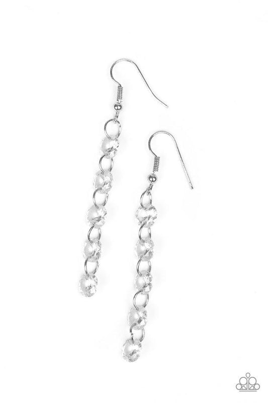 Paparazzi Earring ~ Trickle-Down Effect - White