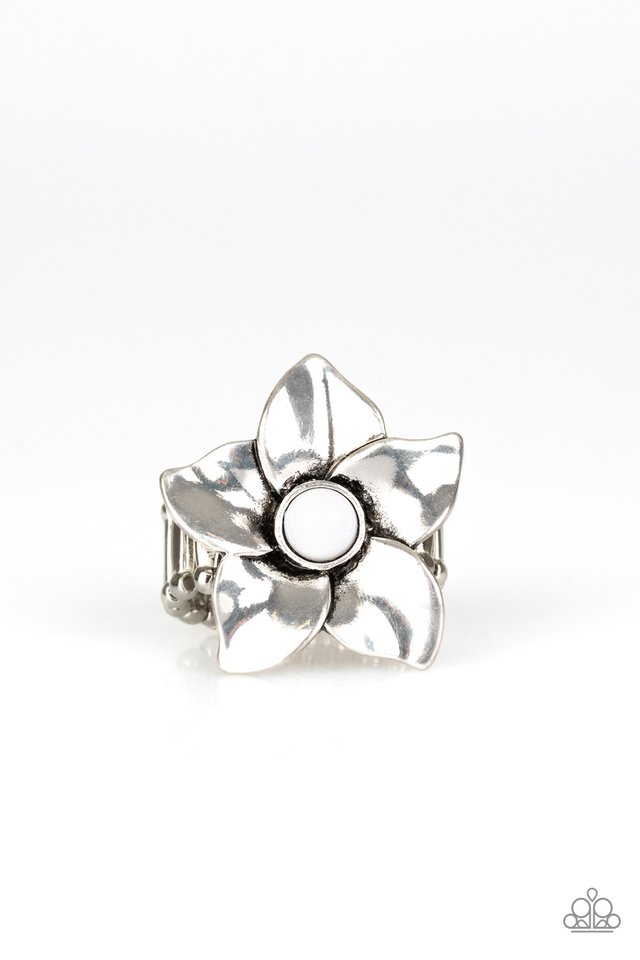 Ask For Flowers - White - Paparazzi Ring Image