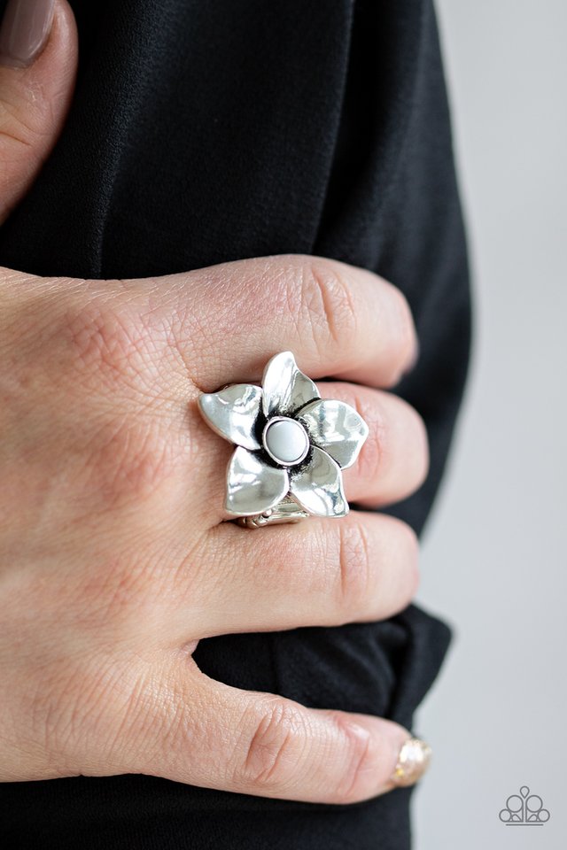 Ask For Flowers - White - Paparazzi Ring Image