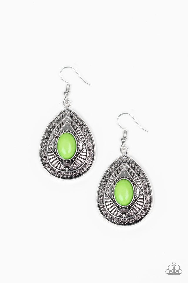 Tropical Topography - Green - Paparazzi Earring Image