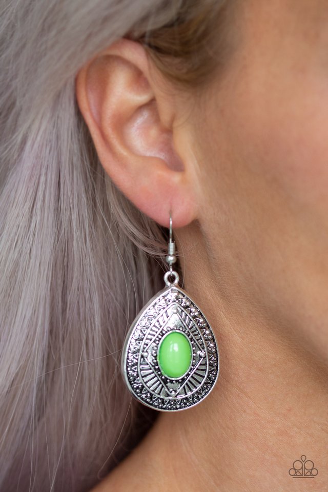 Tropical Topography - Green - Paparazzi Earring Image