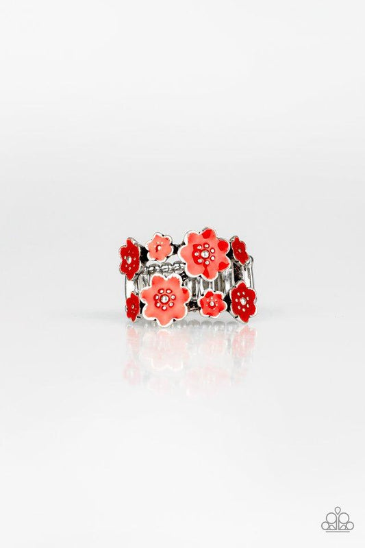 Paparazzi Ring ~ Floral Crowns - Red