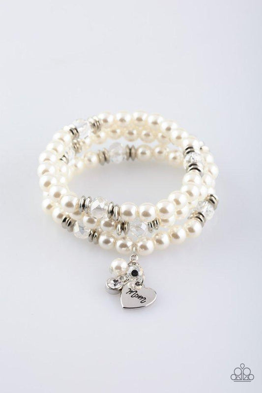 Paparazzi Bracelet ~ Mom Wow - White