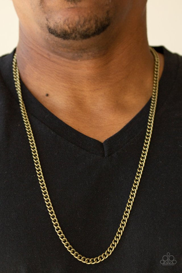 First Rule Of Fight Club - Brass - Paparazzi Necklace Image