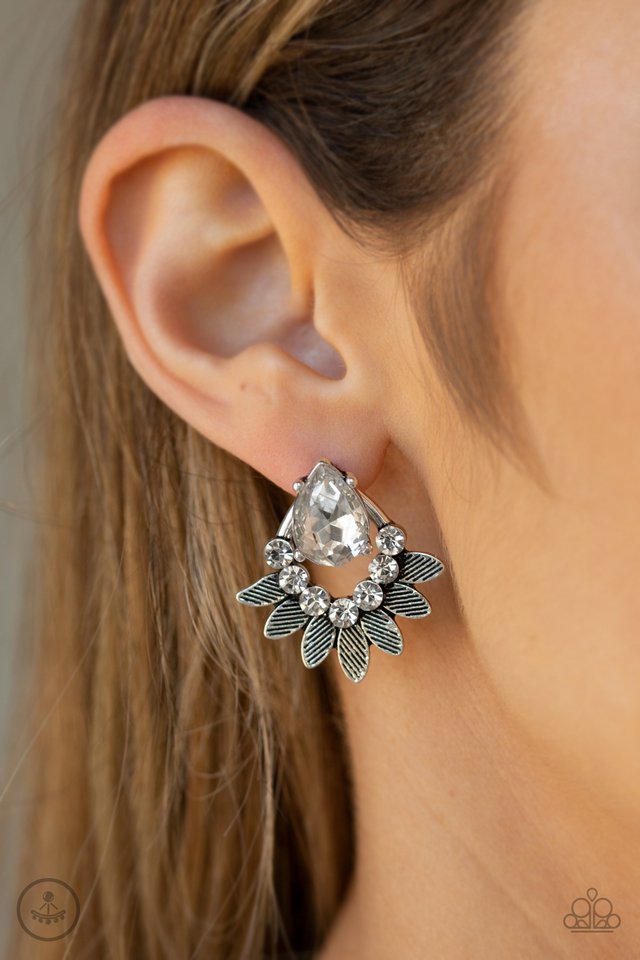 Crystal Canopy - White - Paparazzi Earring Image