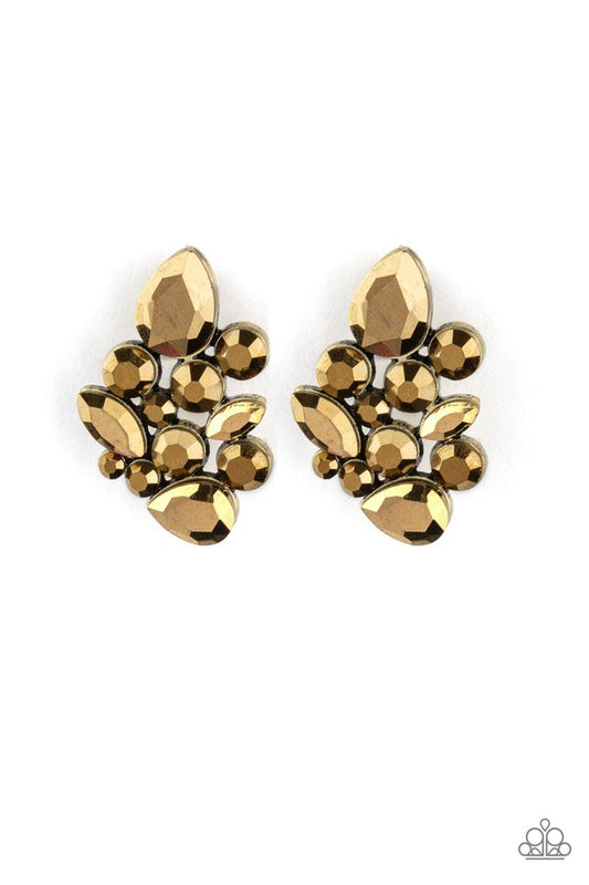 Galaxy Glimmer - Brass - Paparazzi Earring Image