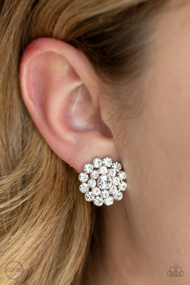 Glammed Out - White - Paparazzi Earring Image