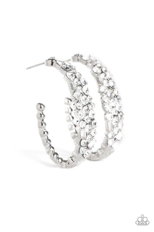 Paparazzi Earring ~ A GLITZY Conscience - White