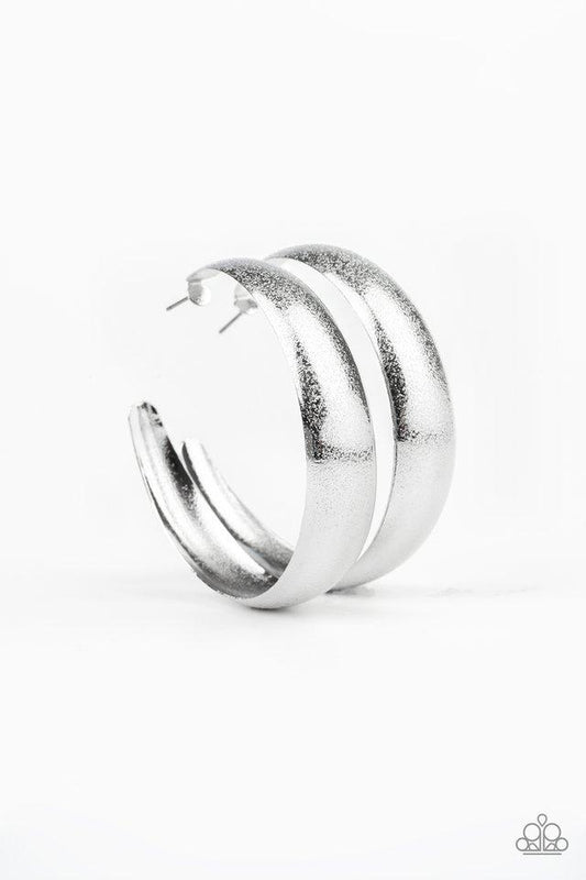 Paparazzi Earring ~ HOOPS! I Did It Again - Silver