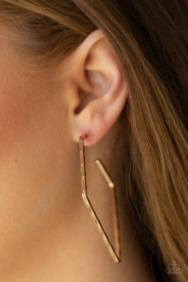 Geo Grunge - Gold - Paparazzi Earring Image