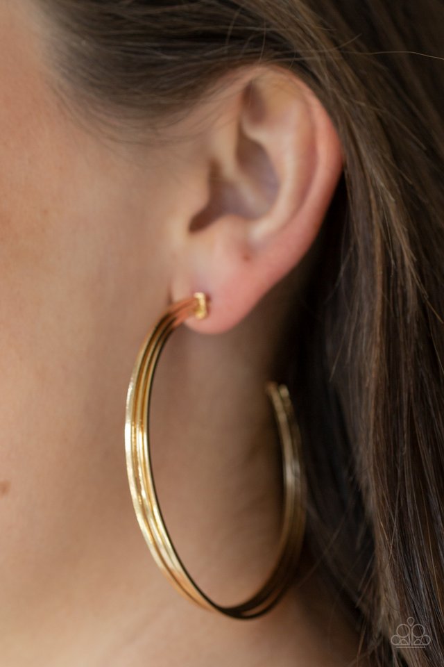 Wheelhouse - Gold - Paparazzi Earring Image