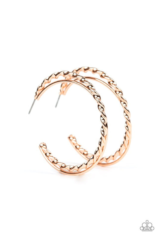 Retro Twist - Rose Gold - Paparazzi Earring Image