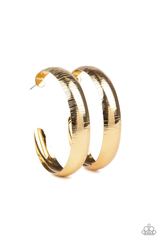 Hoop Wild - Gold - Paparazzi Earring Image