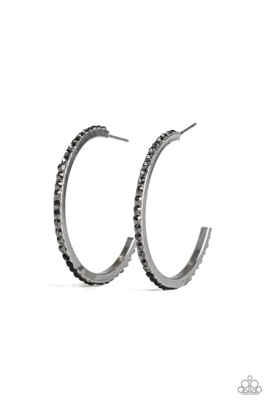 Rhinestone Revamp - Black - Paparazzi Earring Image
