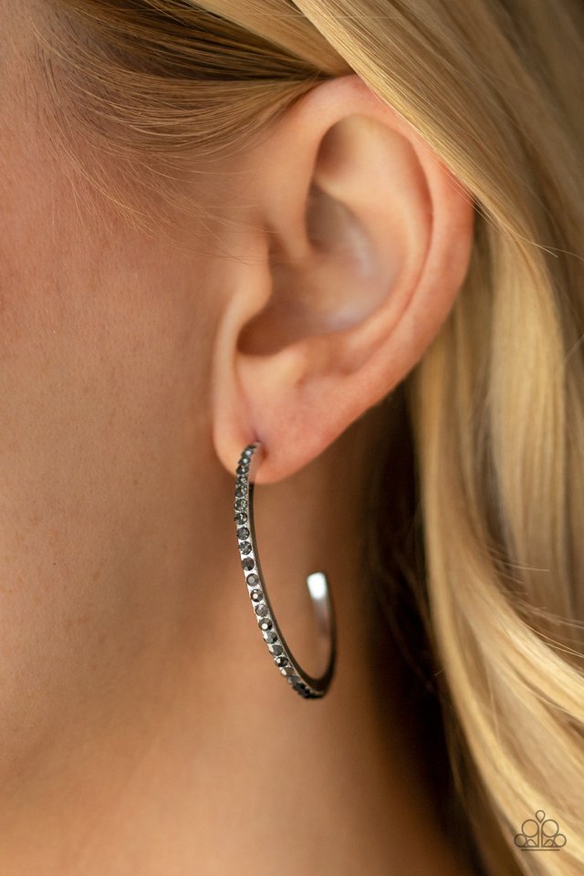Rhinestone Revamp - Black - Paparazzi Earring Image