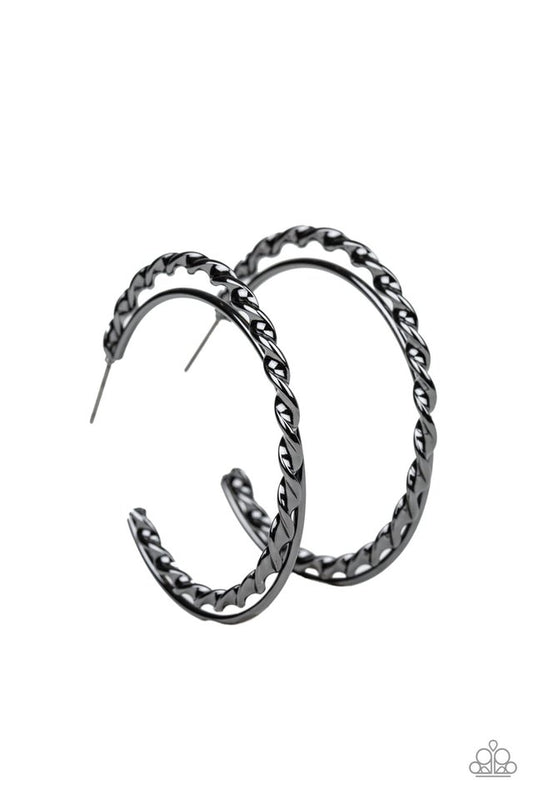 Retro Twist - Black - Paparazzi Earring Image