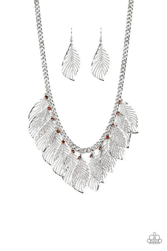 Paparazzi Necklace ~ Feathery Foliage - Brown