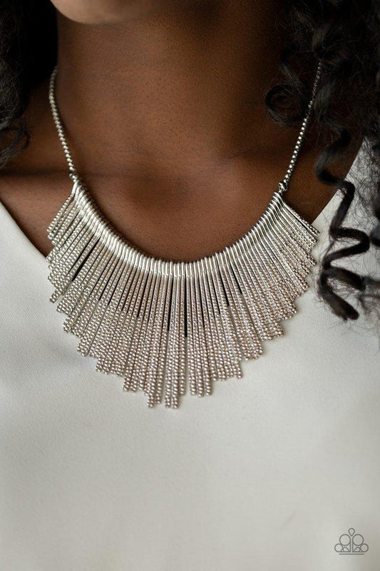 Paparazzi Necklace ~  Metallic Mane - Silver