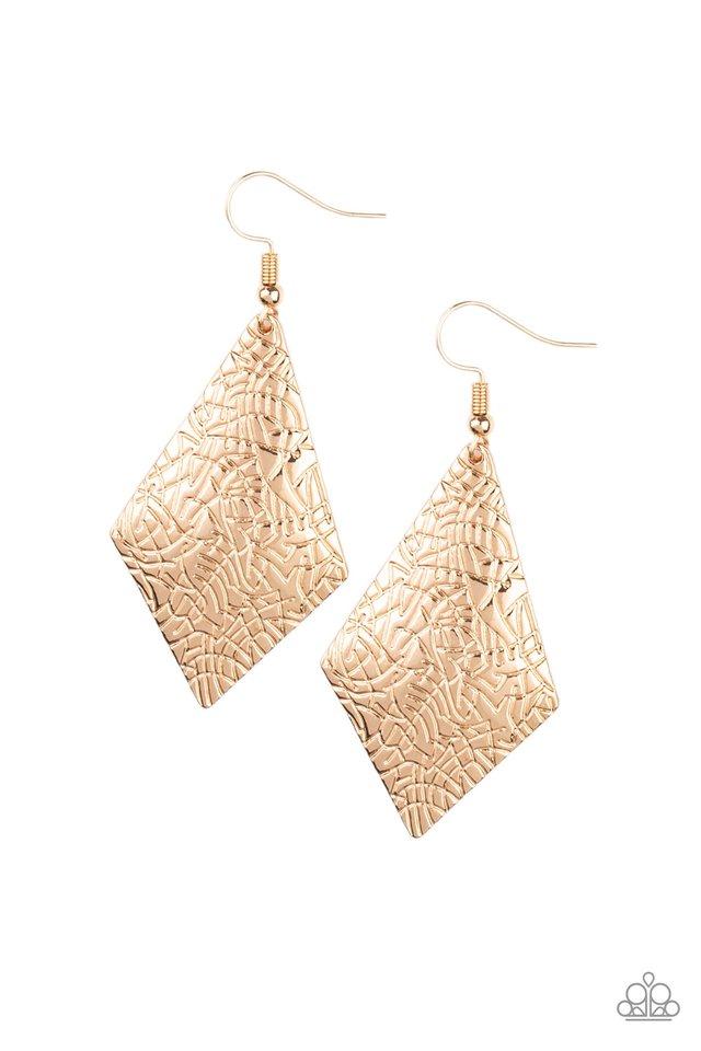 Paparazzi Earring ~ Texture Retreat - Gold