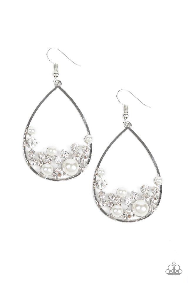 Paparazzi Earring ~ Town Car - White