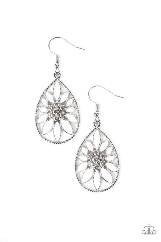 Paparazzi Earring ~ Floral Morals - White