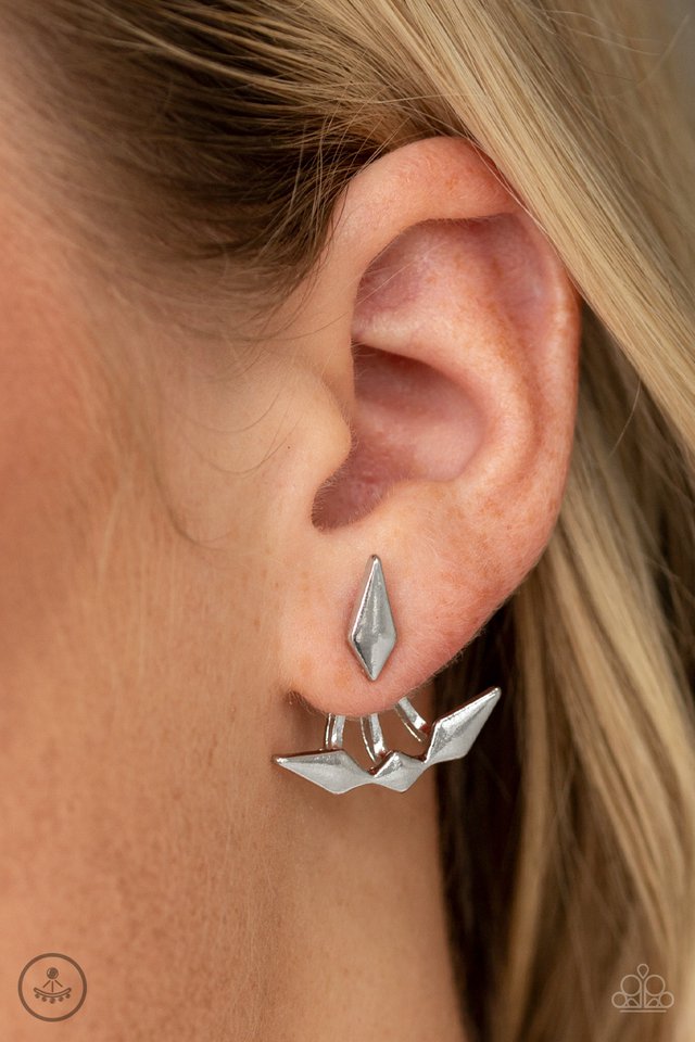 Metal Origami - Silver - Paparazzi Earring Image