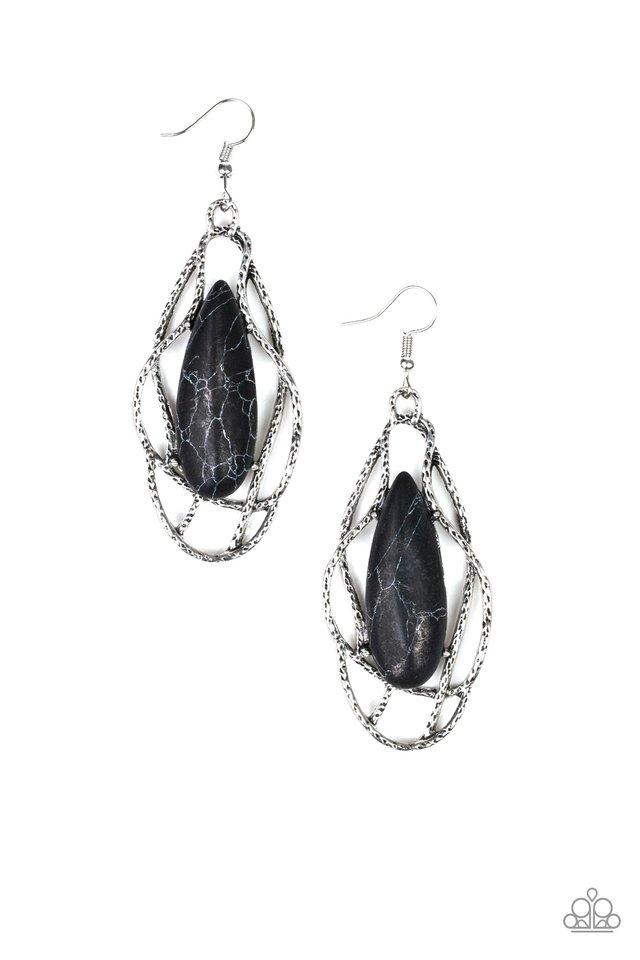 Paparazzi Earring ~ Artisan Tears - Black