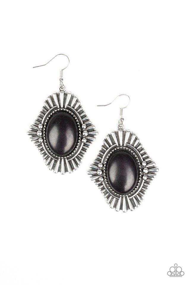 Paparazzi Earring ~ Easy As PIONEER - Black