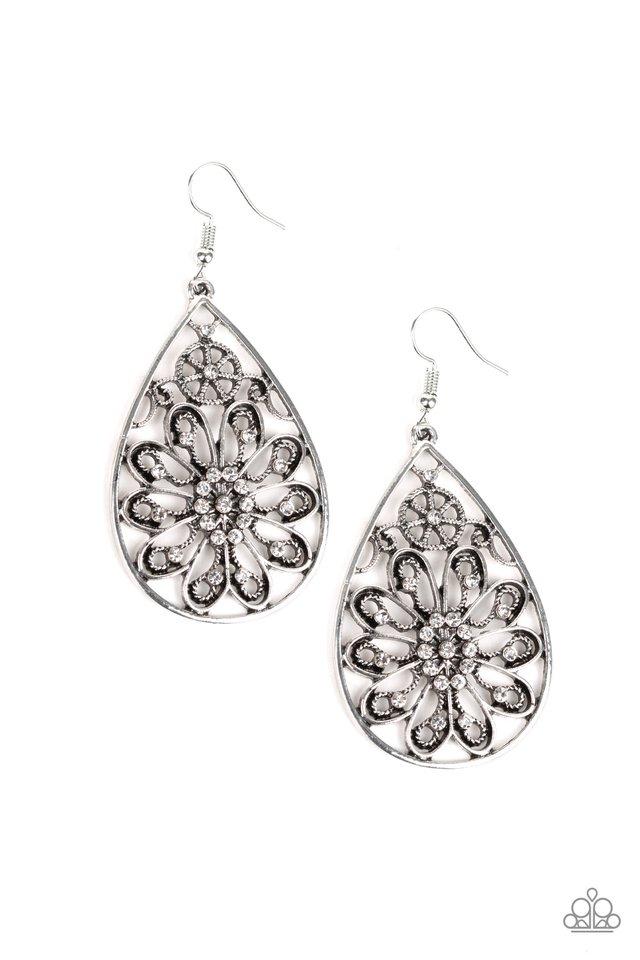 Paparazzi Earring ~ Flowering Finery - White