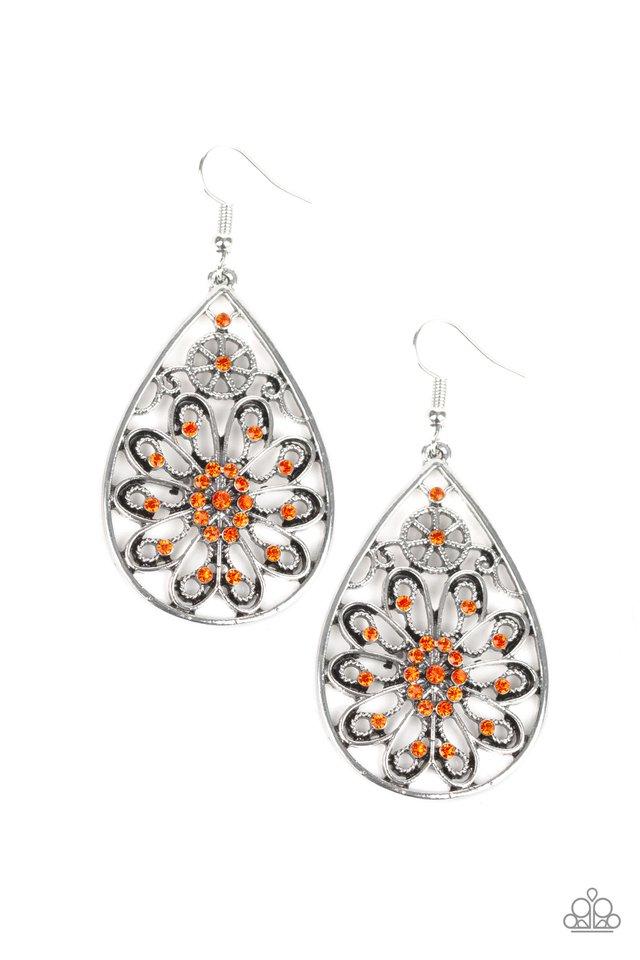 Paparazzi Earring ~ Flowering Finery - Orange