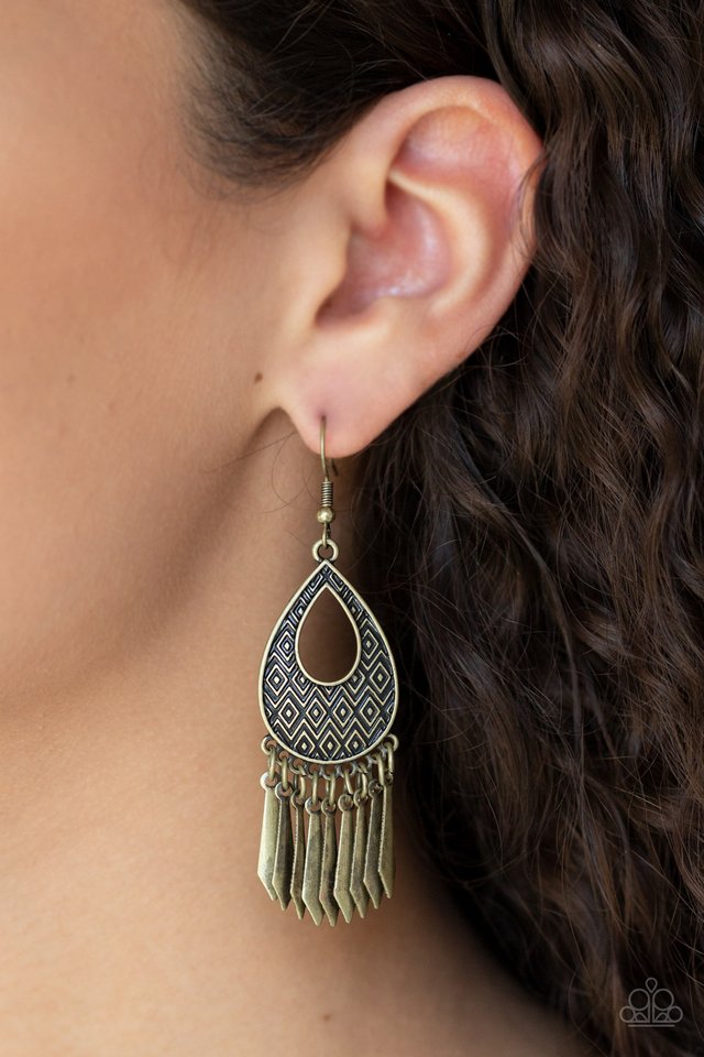 Metallic Funk - Brass - Paparazzi Earring Image