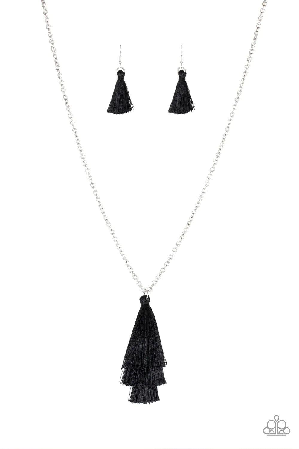 Paparazzi Necklace ~ Triple The Tassel - Black