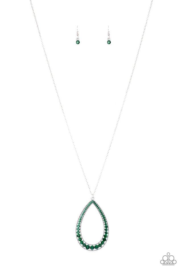 Paparazzi Necklace ~ Big Ticket Twinkle - Green